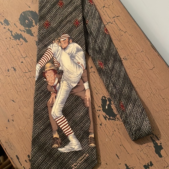 Vintage Norman Rockwell Baseball Necktie Tie Silk 1996 - Picture 5 of 6